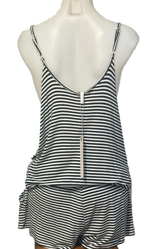 O’Neill Black White Striped Drop Waist Romper M - Picture 2 of 2