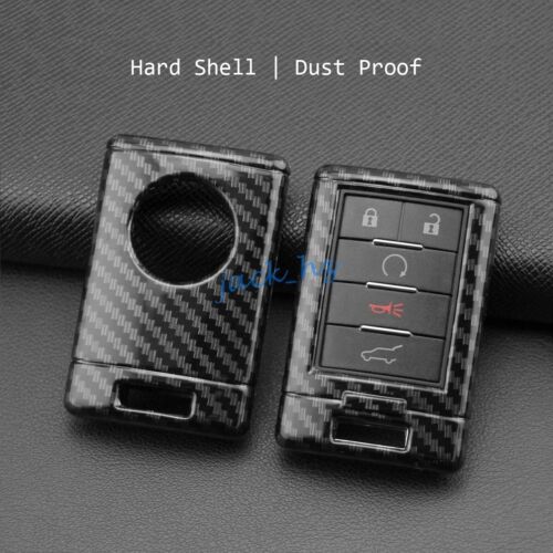 Carbon Fiber Car Key Fob Cover Case Shell For Cadillac DTS CTS SRX ATS Corvette - Picture 4 of 8