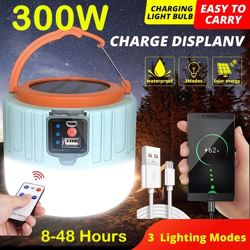 Solar Camping LED Lamp USB Rechargeable Tent Light Outdoor Hiking Remote Lantern - Picture 11 of 12
