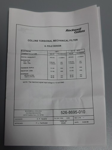 Collins mechanical filter for AOR MF6.0 AM 526-8695-010 New - Zdjęcie 6 z 8