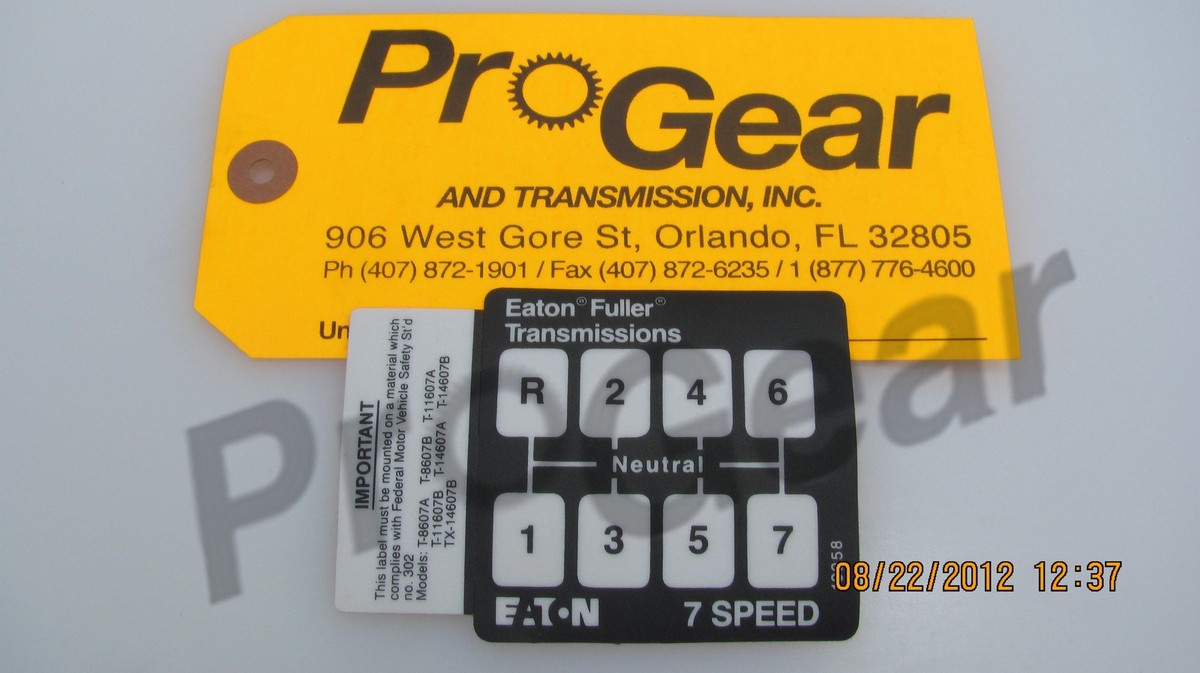 Fuller transmission 7 speed shift pattern PRO GEAR Fuller transmission 7 speed shift pattern PRO GEAR