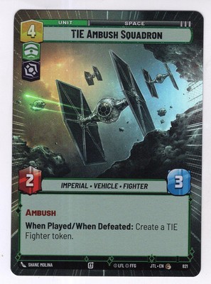 Star Wars Unlimited JTL Hyperspace Foil Karte #821 Tie Ambush Squadron