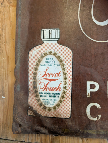 SECRET TOUCH LOTION Vintage Mid Century Metal Advertising Sign - Black Interest - Picture 9 of 23