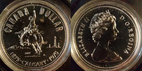 1975 Calgary Silver Dollar Canadian Coin In Capsule 50% Silver 0.375 Oz ASW