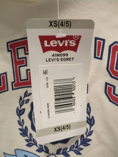 Levis Kids XS (4/5) White Fleece Hoodie Long Sleeve Pullover Logo Q10 - Picture 8 of 12