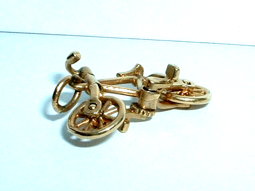 DE COLECCIÓN 14K ORO AMARILLO 3D MÓVIL BICICLETA COLGANTE ENCANTO - Imagen 4 de 5