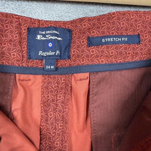Pantalones Cortos The Original Ben Sherman 34W Rojo Geo Gráfico Ajuste Regular Elastizados 9L - Imagen 9 de 13