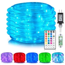 ANJAYLIA 40FT 120 LED Color Changing Rope Lights, 18 Colors Outdoor String Li...