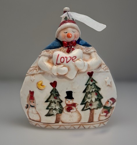 Kohl's Nikolaus Quadrat "Liebe" Keramik Schneemann Figur 7" x 5" süß!