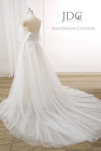 Blush Ivory Brautkleid Hochzeitskleid Maßanfertigung 32-60 Schlitz Blätt Spitze - Bild 10 von 12