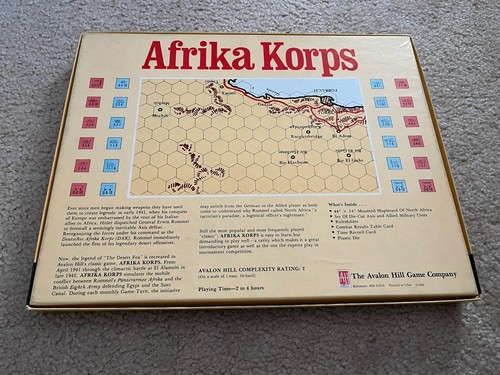 Afrika Korps Avalon Hill 1964 with 3rd Ed rules. Complete. VG - Picture 2 of 7