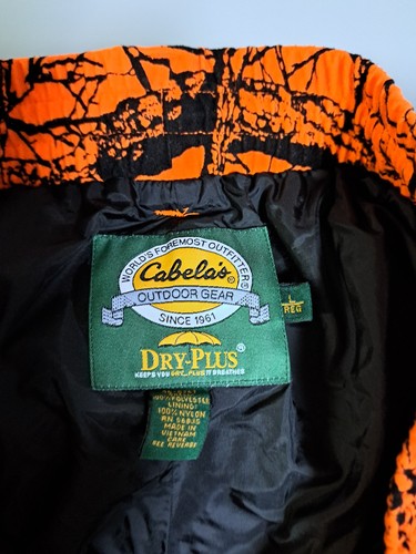 Cabelas Break up Fleece Hunting pants in Orange/Black - Picture 2 of 3