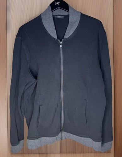 Alfani Hombre Suéter Chaqueta Bomber Cremallera Completa Algodón Negro Claro Talla XL