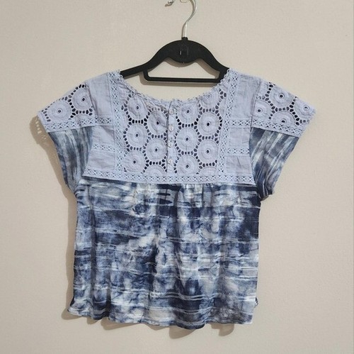 Free People top manica corta ricamato tinta unita taglia XS - Foto 3 di 5