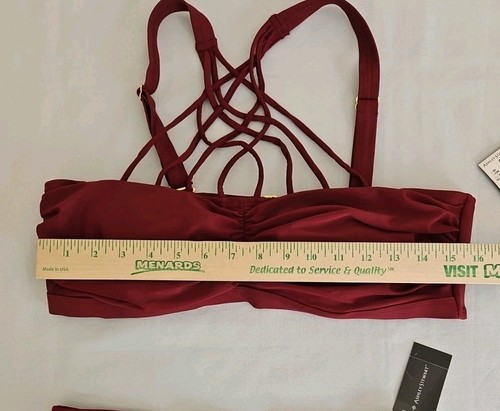 Ashley Stewart 2 Piece Bikini Criss-Cross Ruby Wine Swimsuit Women's Size 14 New - Picture 5 of 11