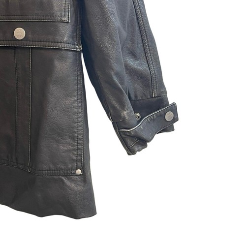 Free People All About That Moto Vegan Leather Jacket in Off Black Sz Small NEW - Picture 8 of 13
