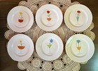 Crate & Barrel Vintage Blossom Up Round Porcelain Appetizer Plate Set of 6 NEW