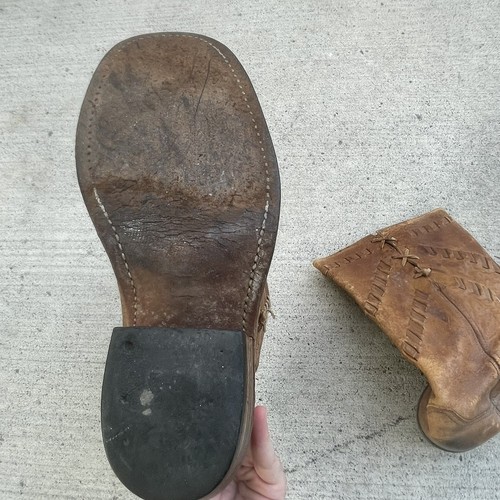 Vintage Texas Herren Campus Stiefel Gewebt Hellbraun 10D Western Cowboy Rodeo Hergestellt in den USA  - Bild 8 von 8