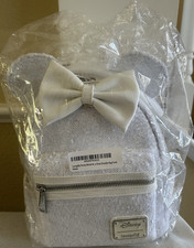 Loungefly Disney Minnie Mouse Mini Backpack White Sequin Bow Ears