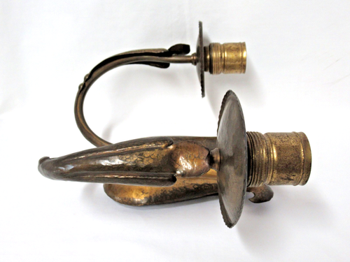 ANTIGUO PAR DE APLIQUES DE PARED DE LATÓN DE DOBLE BRAZO ARTESANAL - Imagen 12 de 19
