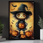 Cute Scarecrow Halloween Poster, Spooky Season Wall Art Decor, Halloween Print