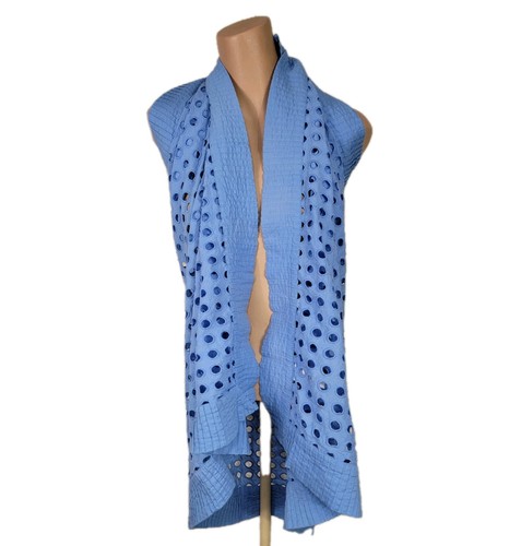 Solid & Striped WRAP LONG PAREO SORONG EYELET BEACH COVER UP BLUE MSRP $108 R - Picture 3 of 5