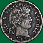 1907 Barber Dime Extremely Fine XF Coin, Rim Bump #35973