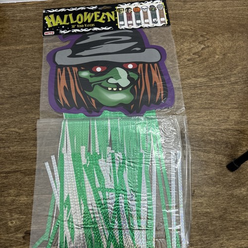 DECORACIÓN HALLOWEEN 30" Oropel Wind Waver Bruja Nuevo Nuevo de Colección Años 80? MTC púrpura verde - Imagen 2 de 3