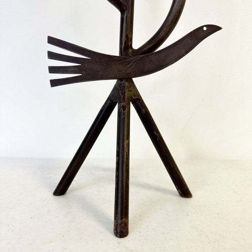 Candelabro MCM design uccellino unico ferro Stanislaw Skura 3 livelli candela anni '60 - Foto 4 di 9