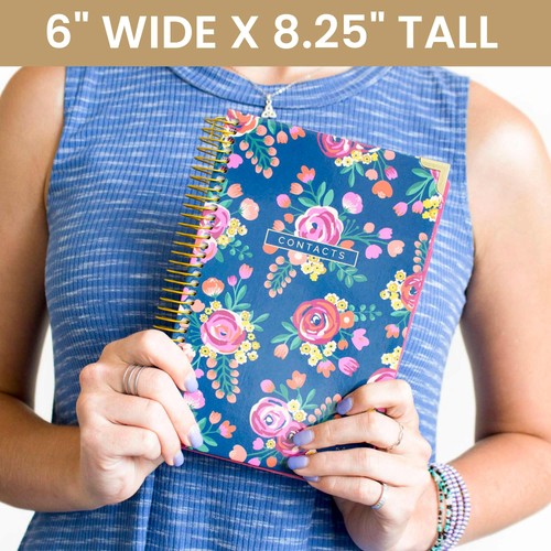 Libro de contactos bloom daily planners, sello dorado floral vintage - Imagen 6 de 15
