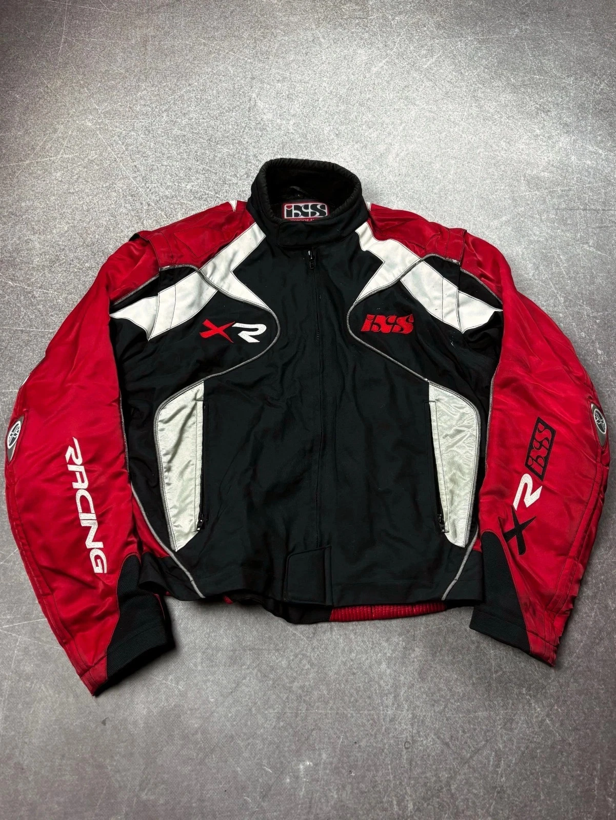 Vintage IXS Racing Jacket Red Black Colorblock Motorcycle Moto Cyber Rave Y2K Te