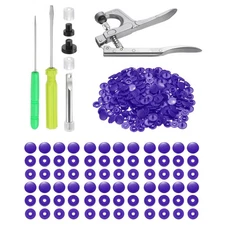 Plastic Snaps Fasteners with Snap Pliers, 150 Set T5 No-Sew Button Kit Purple