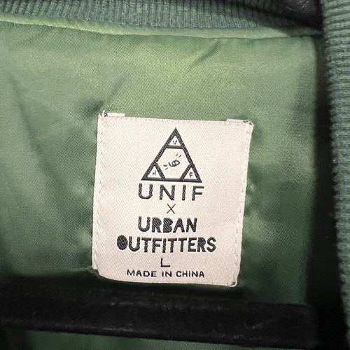UNIF Urban Outfitters Bomber Jacket Women’s Large Emerald Green Satin - Picture 4 of 12