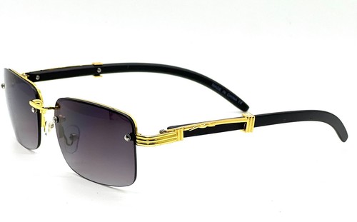 Herren Sonnenbrille Hip Hop Farbtöne Migos Quavo goldbraune Gläser randlos quadratisch NEU - Bild 43 von 44