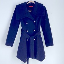 Alice + Olivia double breasted belted long line silk blend lining dress coat