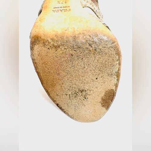 Prada Snakeskin Cage Open Toe Heels 37.5 Party Cocktail Summer Fall Spring  - Picture 10 of 14