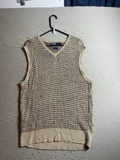 Vintage Polo by Ralph Lauren Knit Sweater Vest Mens Large Tan Linen Cotton Pony