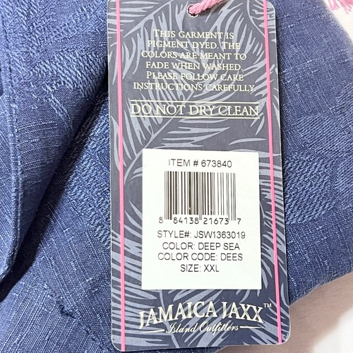 Jamaica Jaxx Button Up Shirt Mens XXL Tropical Hawaiian 100% Silk Deep Sea Blue - Bild 6 von 6