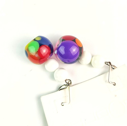 Sobral Petit Boules Bolinhas Mix hell gepunktet Einschluss Künstler hergestellt Ohrringe - Bild 5 von 5