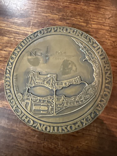 1833-1933 Century Of Progress Chicago World's Fair Research Industry Medal 1934 - Picture 2 of 3