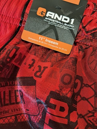 And1 Mens Shorts Basketball Gym Core 11" Inseam S M L 2XL 3XL Black RED New - Picture 7 of 9