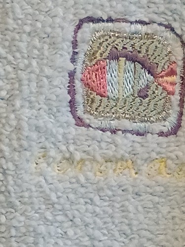 Vintage Savannah Frottee Baumwolle Strickjacke Pullover Damen M blau bestickt Fisch - Bild 5 von 8