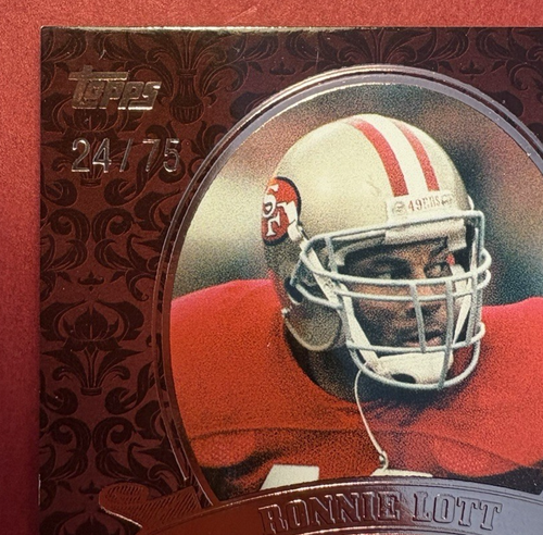 Anillo reliquia Ronnie Lott 24/75 Gridiron Legends 2013 Topps GLR-RL 49ers bronce patio - Imagen 6 de 12