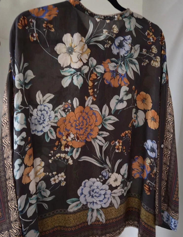 Johnny Was Silk Shirt - Size M - Brown Tones - VG Preowned - Image 4 of 4