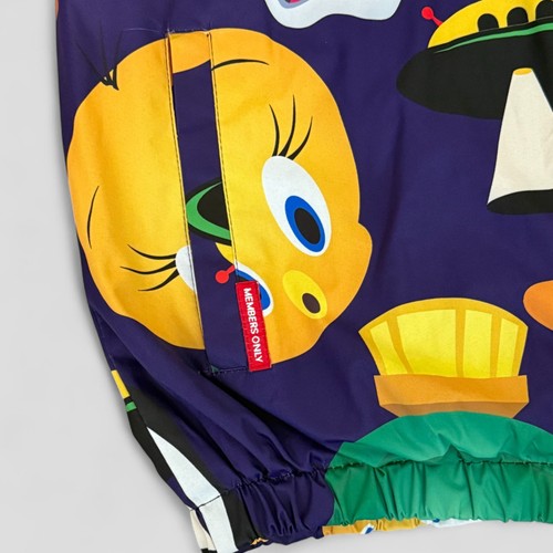 MEMBERS ONLY Looney Tunes Men Windbreaker Hooded Full Zip Jacket Purple Sz Small - Picture 7 of 12