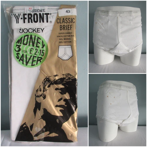 VintageJockey Classic Brief 1980s Mens Underpants Unused White Pants Y Front 42