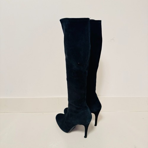 Stuart Weitzman Boots Women 8 Black Suede Knee High Tall Stretch Heel Stilettos - Picture 6 of 13