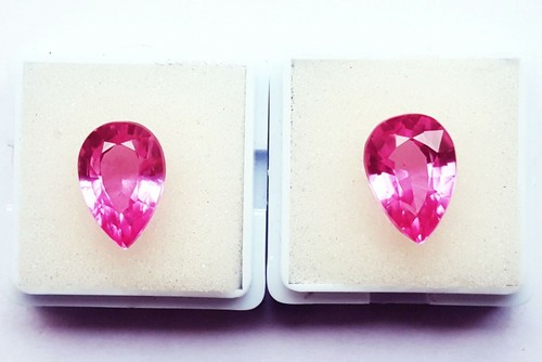 Certified 8 to 10 Ct Pear Cut Natural Light Pink Sapphire Pair Loose Gems RL29 - Picture 5 of 7