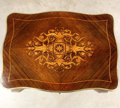 TAVOLINO Napoleone III - IN PALISSANDRO INTARSIATO - EPOCA 800 - RESTAURATO - Imagen 3 de 12