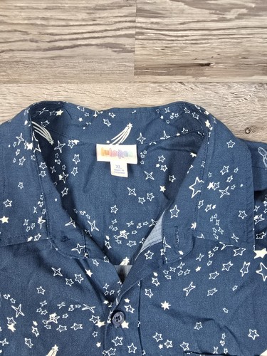 Lularoe Space Rockets Short Sleeve Button Down Collared Shirt Size Men's XL - Picture 2 of 9